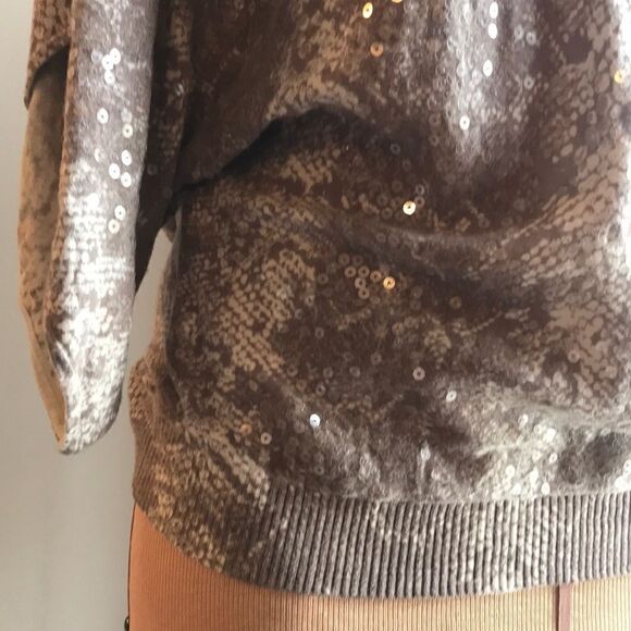 INC Snakeskin Print with Sequins Blouse - Size PL - Picture 4 of 11